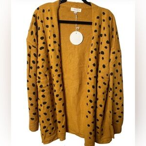 Umgee XL Polka Dot Cardigan Mustard NWT